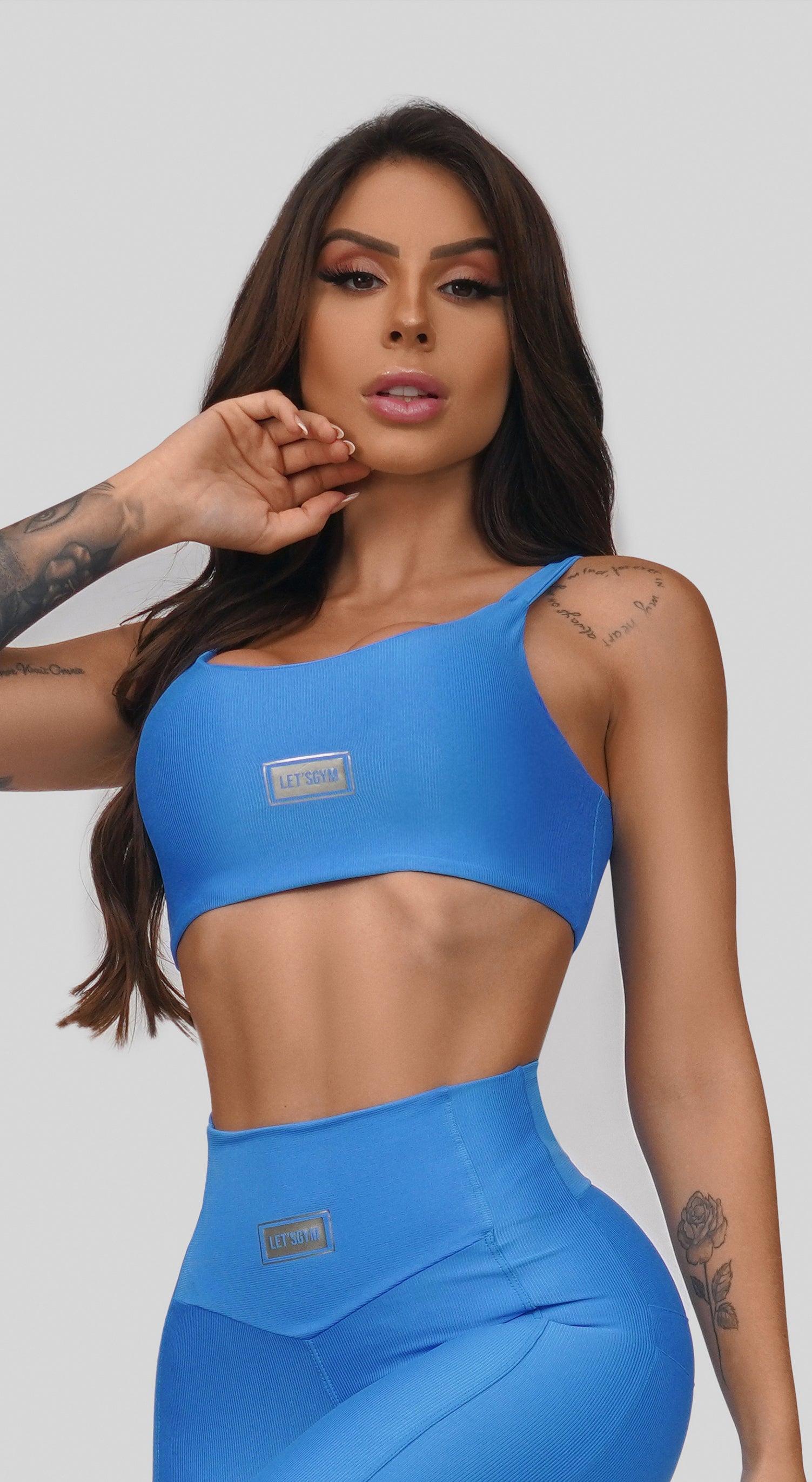 Linear Sports Bra (Powder Blue)  New Dimensions Active - Women's Top