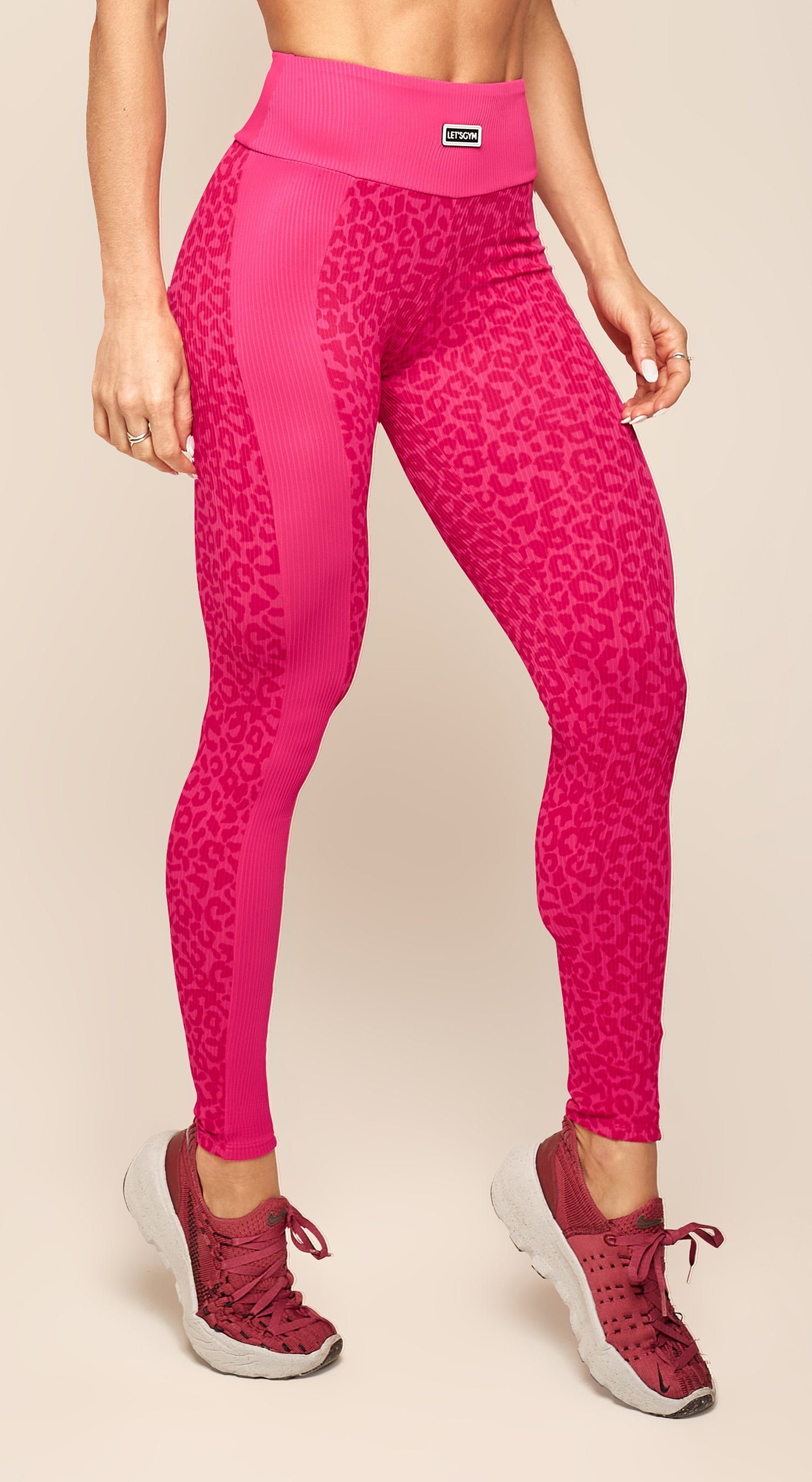 Women's Gym Leggings, High Waisted - Pink Leopard Print – LC Activewear