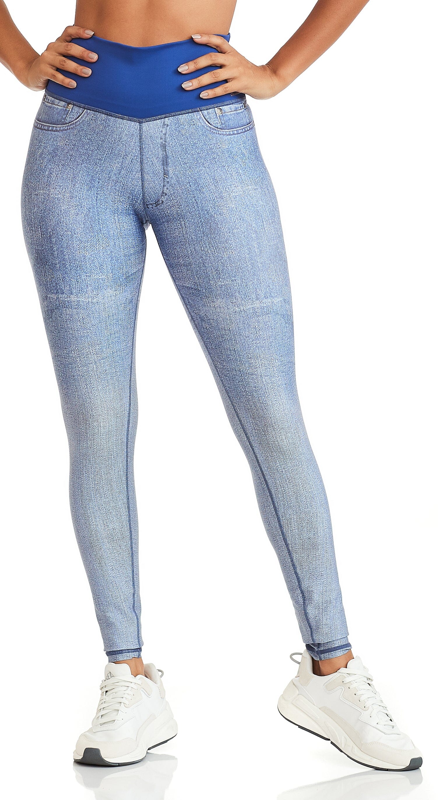 Soft Stretchy Fake Jeans Leggings Seamless Yoga Pants Push Up Legging