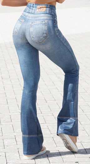 Brazilian Fake Jeans Legging, Sublime Reversible Grateful Print